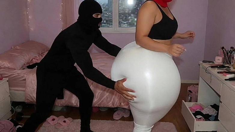 Animate golden: Big Ass Latina in Tight White Leggings Gets Pressed From...