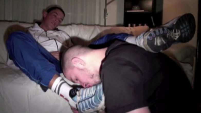 Sneaker Sex Kinky: French bottom in jogging fucked by sneaker of his friend