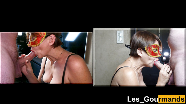 Les Gourmands: La miLF mascherata fa un pompino &amp; ingoia lo sperma per...