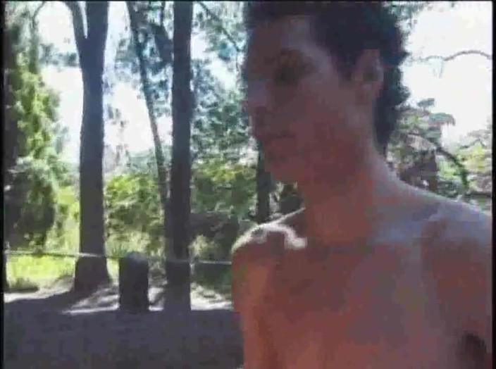 Shemale videos: Blonde shemale sucked by straight in forest