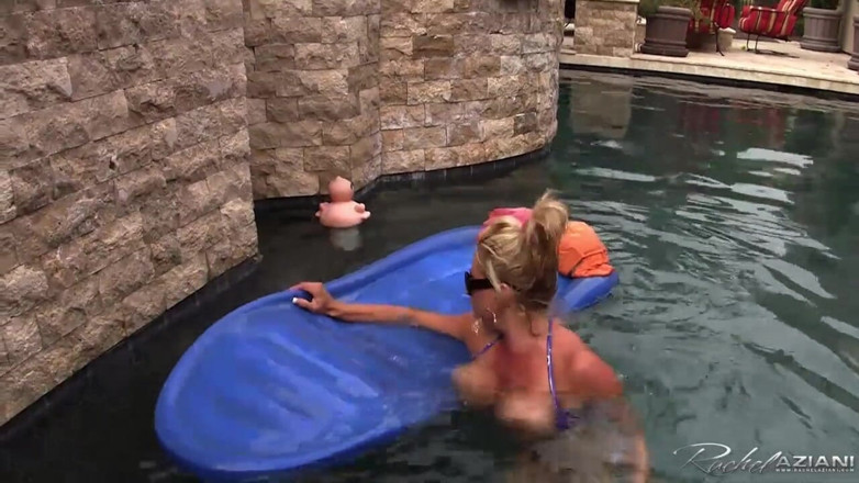 Aziani: Rachel Aziani plays with her holes while in the pool