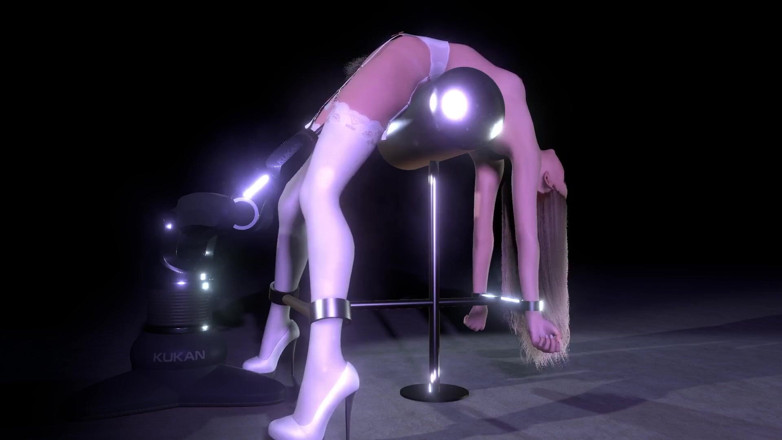 Wraith ward: Sexy Blonde Strapped on a BDSM Sex Machine