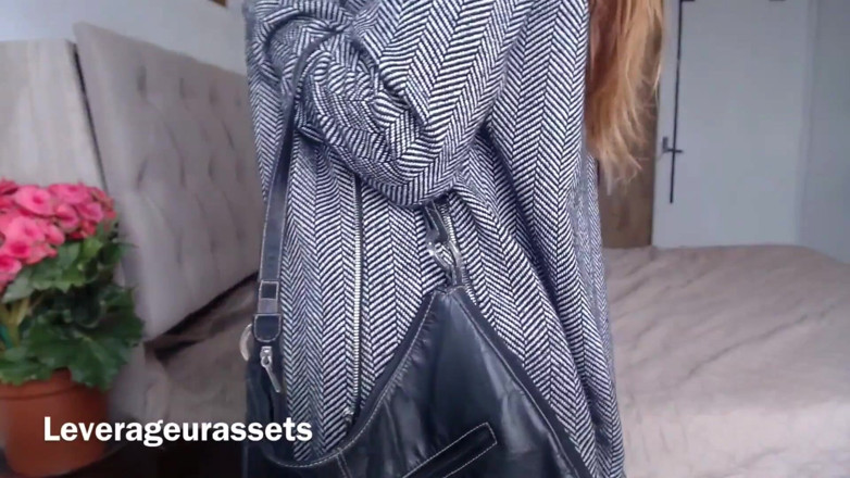 Leverageurassets: Redhead winter coat try on tease