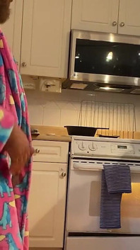 Cock Out While Maintance Guy Fixes Oven