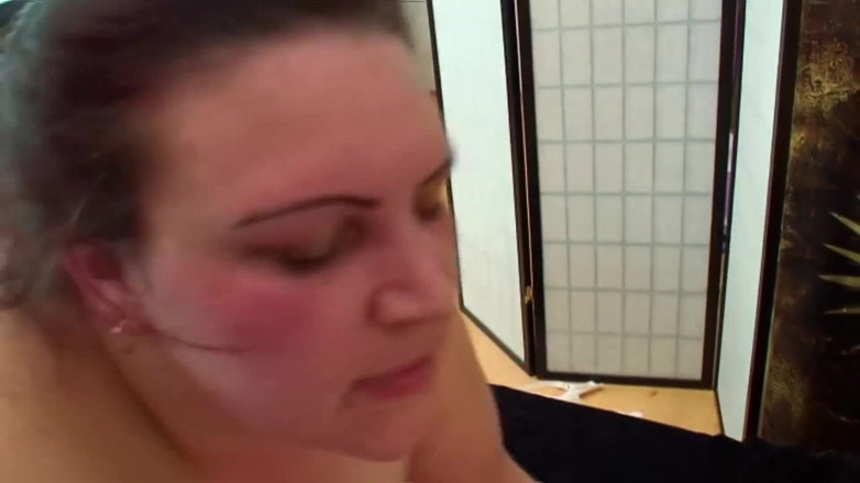 BBW Zone: Brunette BBW sucking cock while fingered before hardcore sex