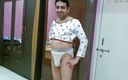 Cute &amp; Nude Crossdresser: Hot crossdresser femboy Sweet Lollipop in a white crop top...