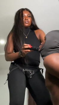 BDSM Femdom Strapon Dick Sucking by African Mistress