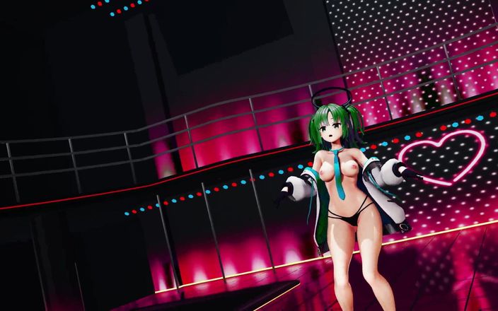 Smixix: Blue Archive Yuuka danse à demi nue Hentai MMD 3D 2K vert foncé...