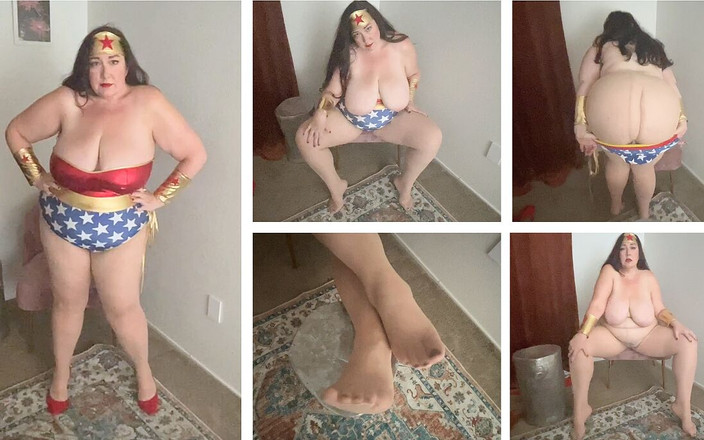 cutejayne: Bbw-wondervrouw plaagt in een panty