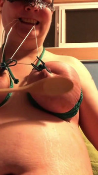 Beating my bound tits