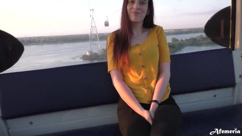 Afemeria: Funicular blowjob with cum in mouth