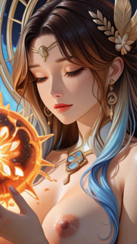 Cosmic Nude Goddess Slideshow: Galactic Blue Aura & Molten Crystals - Ai Fantasy Erotica Video
