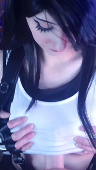 Tifa Lockhart Gives Deepthroat, Huge Tits Titjob and Makes Cloud Cum with Oiled Thighjob