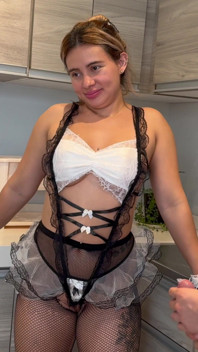 Cuckold Wife Masturbates Watching Me Fuck with My Big Cock a Big Ass Blonde Dressed as a Maid
