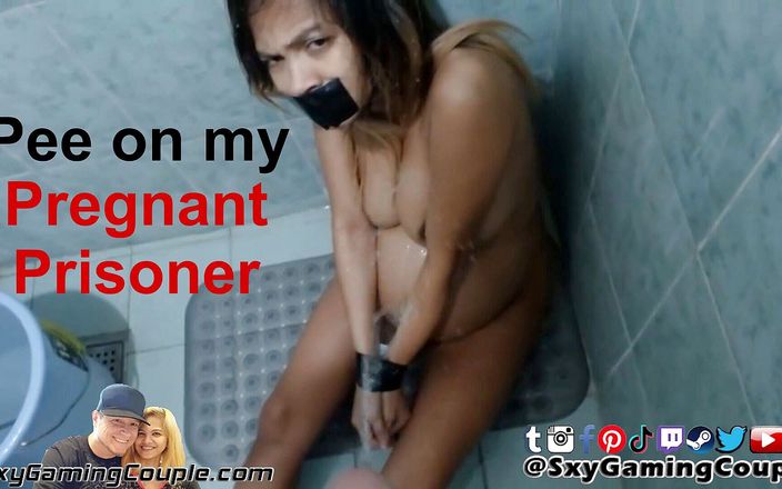 Sexy gaming couple: Pee on my pregnant asian prisoner - cumm on belly