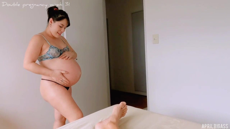 April BigAss: Multiple Pregnancy Week 31, Pussy Creampie, Girl Rides Me with a...