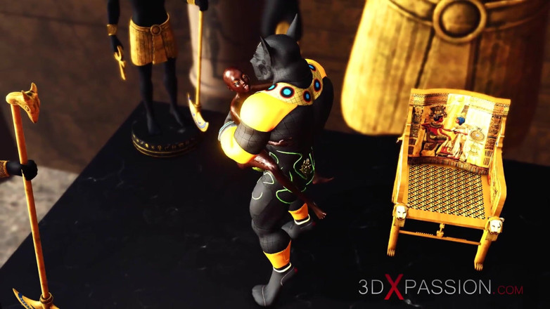 3dxpassion: Anubis fucks hard a sexy slave ebony in an egyptian...