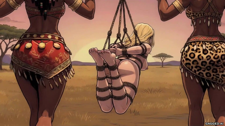 Gagged AI Cartoons: Bound Blonde Cargo