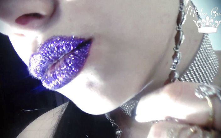 Goddess Misha Goldy: Purple glittery kissing &amp;amp; lip smelling