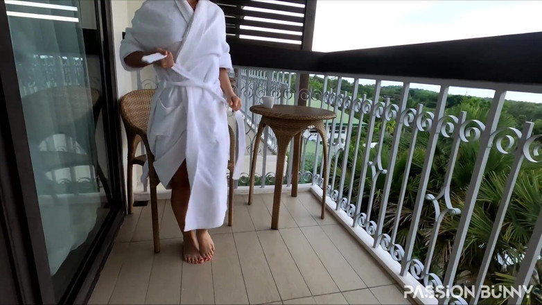 PassionBunny: Risky masturbation in hotel terrace with hot pussy
