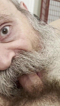 Old Bear Nurses Cock, Gets Cumstache Reward