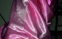 Naomisinka: Masturbation Cum Wearing Satin Pink Shiny and Slippery Long Gown