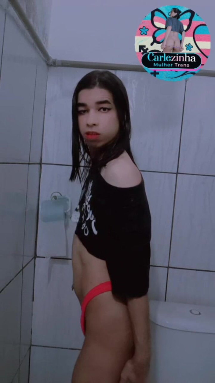 Srta. Carla: Carlezinha - Beautiful Slut in Panties Tucked in Delicate Soft Cock...