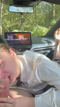 Schoolgirl Footjob in the Car