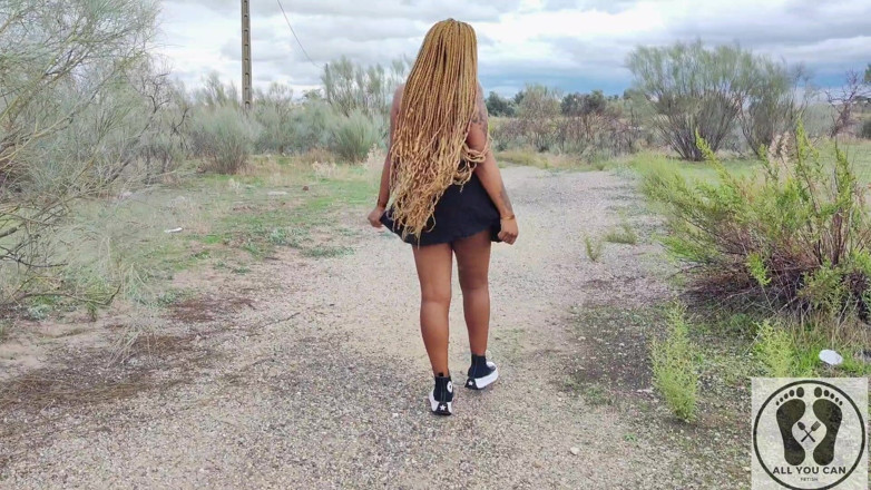 All You Can Fetish: Outdoor Naked Walk Ebony Publig Pussy Spread Close-ups Ass