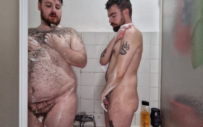 Bear Throuple: Playing in the Shower (no Sex)