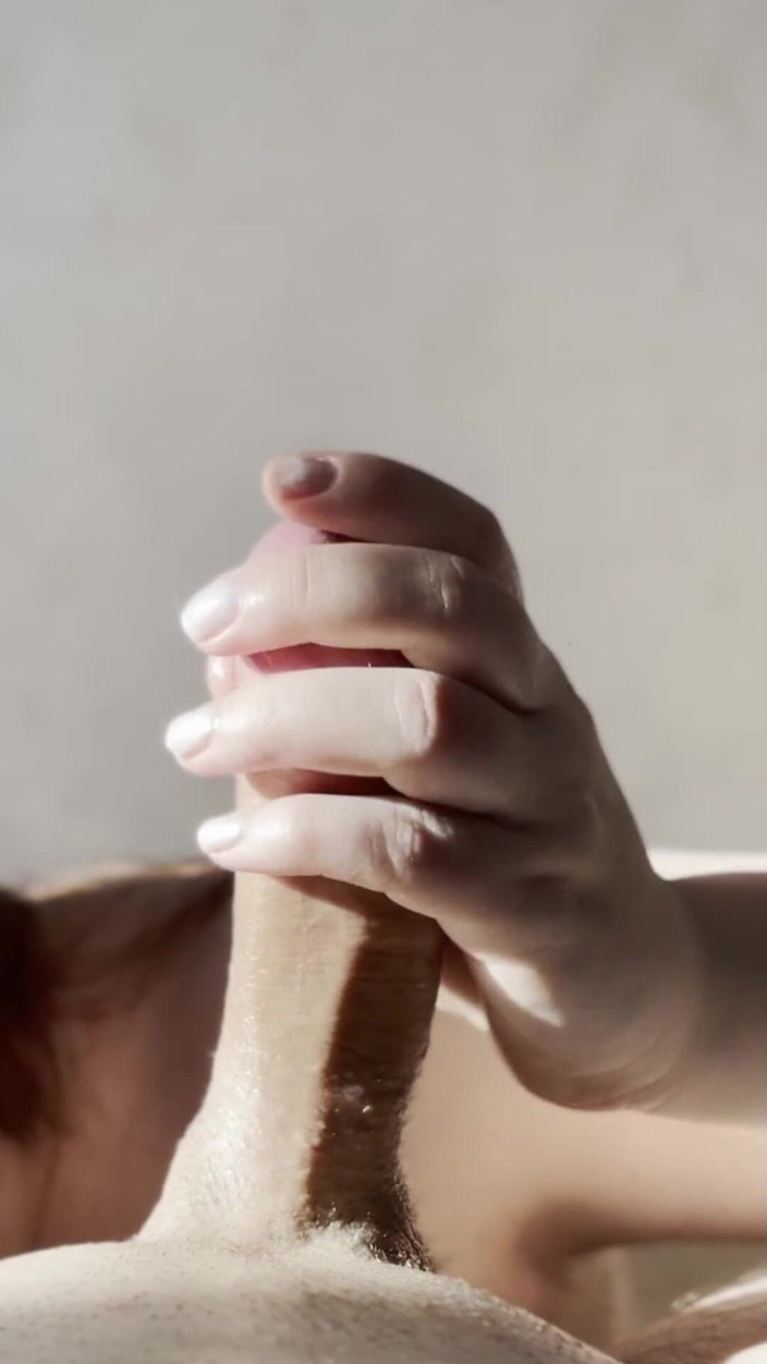 Mirallise: Sensual Cock Massage and Ball Licking - Provoked a Huge Cumshot!...