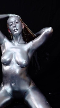Full Body Silver Body Paint Application & Solo Play