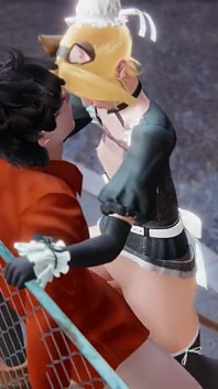 Yaoi - Sexy Cat Maid Femboy Is Fucked in Public
