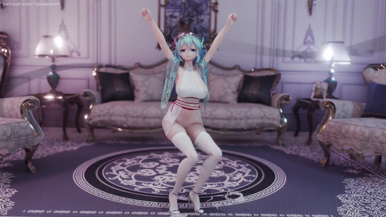MikuMotion: [mmd] 初音 (g)i-dle - Queencard女王情趣制服脱衣舞 爆乳晃动