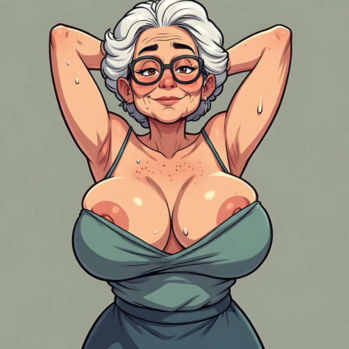 Huge Boobs: Sexy Cartoon Grannies Areola Slip