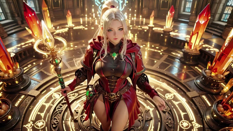 Seraphina Vale: Czerwono-zbroja czarownica! Zakazany casting w bibliotece gotyckiej.