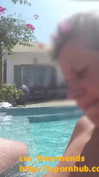 Sex in the Pool in Greece, with a Rambone Dildo and a Big Underwater Cumshot