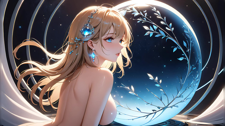 LustRender: Büyü fısıltıları - ai kız ve parlayan bir küre