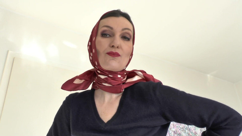 Lady Victoria Valente: 새틴 머리 스카프 패션쇼와 천에 사정, JOI, 레이디 빅토리아 발렌테