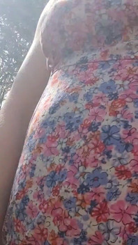 Milky Tits and Hairy Pussy Flashing in the Forest