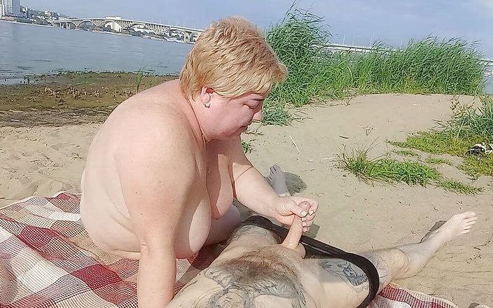 Sweet July: Sucking cock and jerking off on a the beach