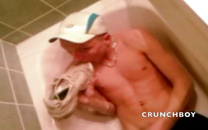 Sneaker gay: Sexy scally lad piss and sneakers sniff in the bathroom