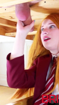 18 Year Old Victoria Greene Sucks Cock And Gets Her Uniform Soaked Under The Milking Table