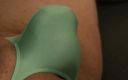 Thongsnpanties: Seafoam green spandex tanga şişkinlik oyunu