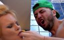 German Porn: Big blond German girl with big tits bathroom sex