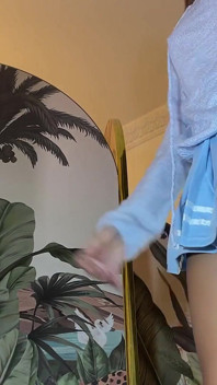 Super Hot Petite Asian Girl Takes Her See Through Panties in the Bathroom to Flash Pussy and Her Big Ass