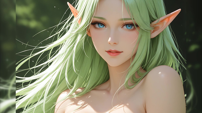 LustRender: Lustrender-diavoorstelling: mooie naakte elfvrouw vloeiende haarkunst - Ai video