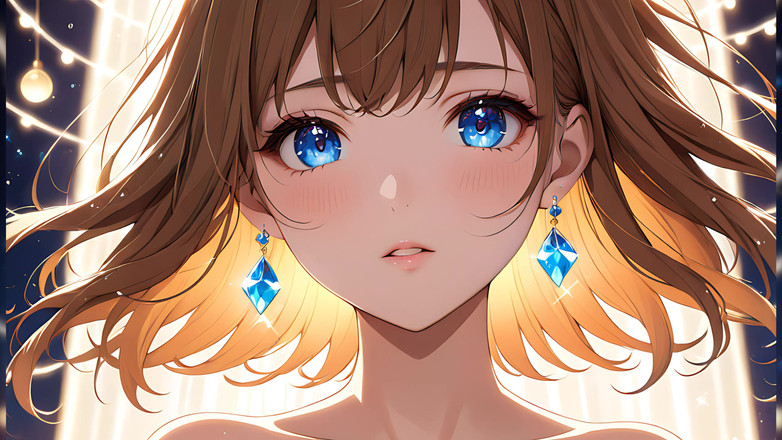 LustRender: ボケの夢:浮かぶ光の中の美しい若い女性