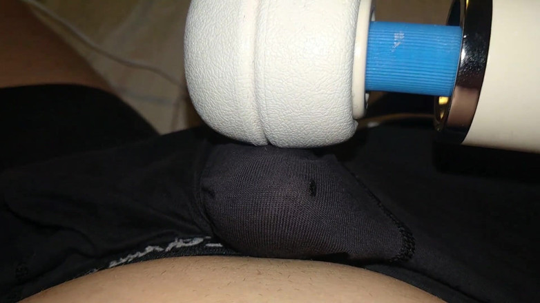 Big Daddy Dommmm: Hitachi wand vibrating my dick through my boxers
