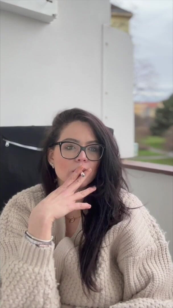 Shione Cooper: Smoking Cigarette in Glasses